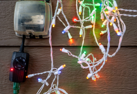 Timer on outdoor holidays lights