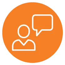 Icon of a person with a speech bubble